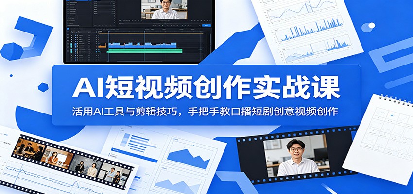 AI短视频创作实战课:活用AI工具与剪辑技巧,手把手教口播短剧创意视频创作-副业终点站