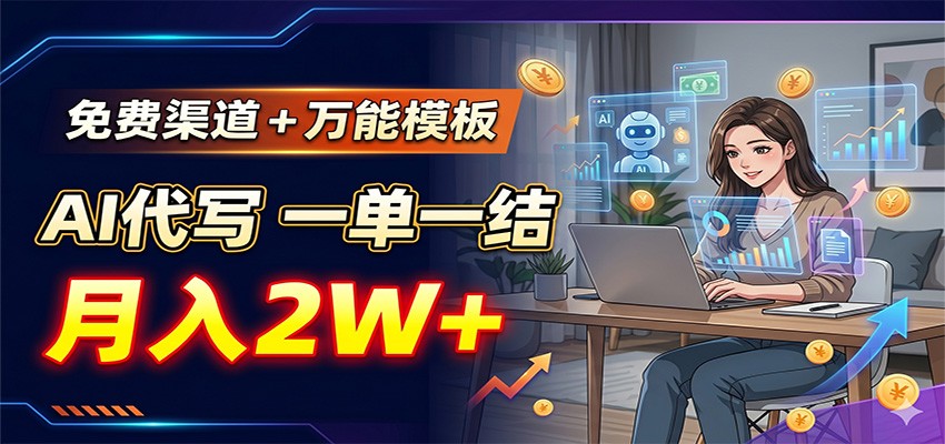 免费渠道+万能模板，AI代写一单一结，月入2W+-副业终点站