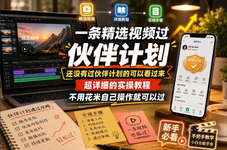 一条精选视频过伙伴计划,还没有过伙伴计划的可以看过来,超详细的实操教程,不用花米自己操作就可以过-副业终点站