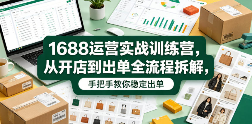 1688运营实战训练营，从开店到出单全流程拆解，手把手教你稳定出单-副业终点站