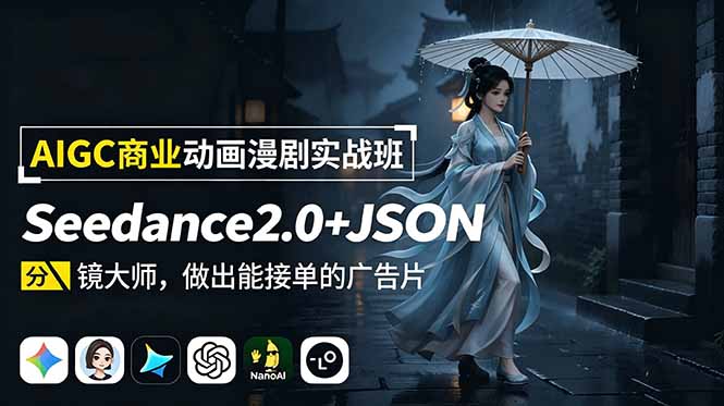 AIGC商业动画漫剧实战班：Seedance2.0+JSON分镜大师，做出能接单的广告片-副业终点站