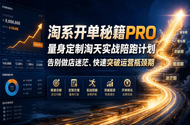 淘系开单秘籍PRO，量身定制淘天实战陪跑计划，告别做店迷茫、快速突破运营瓶颈期(2026年6月11)-副业终点站