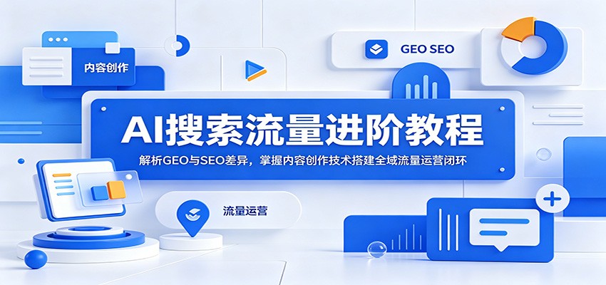 AI搜索流量进阶教程：解析GEO与SEO差异，掌握内容创作技术搭建全域流量运营闭环-副业终点站