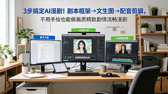 3步搞定AI漫剧!剧本框架→文生图→配音剪辑,不用手绘也能做画质精致剧情流畅漫剧-副业终点站