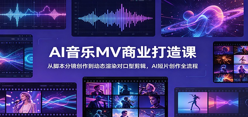 AI音乐MV商业打造课：从脚本分镜创作到动态渲染对口型剪辑，AI短片创作全流程-副业终点站