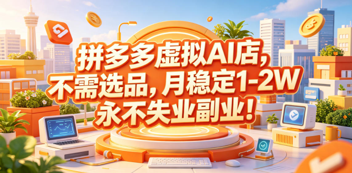 拼多多虚拟AI店，不需选品，月稳定1-2W，永不失业副业！【揭秘】-副业终点站