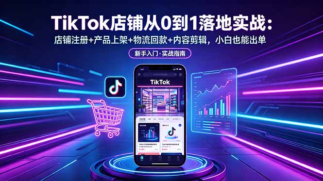 TikTok店铺从0到1落地实战:店铺注册+产品上架+物流回款+内容剪辑,小白也能出单-副业终点站