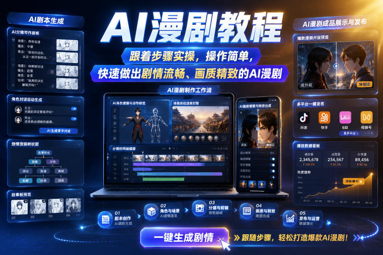 AI漫剧教程，跟着步骤实操，操作简单，快速做出剧情流畅、画质精致的AI漫剧-副业终点站
