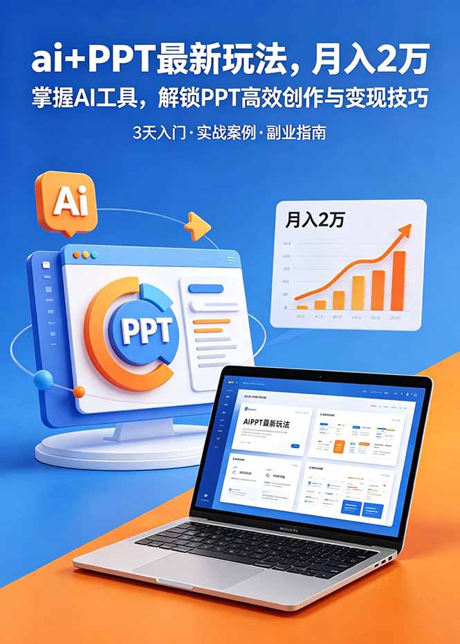 ai+PPT最新玩法,月入2万掌握AI工具,解锁PPT高效创作与变现技巧3天入门,实战案例·副业指南-副业终点站