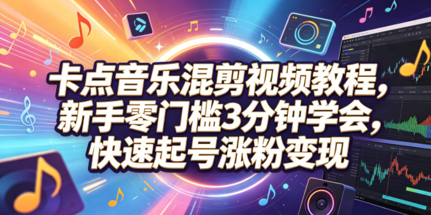 卡点音乐混剪视频教程，新手零门槛3分钟学会，快速起号涨粉变现-副业终点站