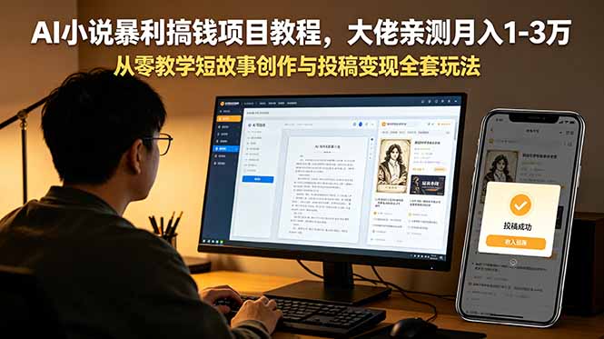AI小说暴利搞钱项目教程，大佬亲测月入1-3万，从零教学短故事创作与投稿变现全套玩法-副业终点站