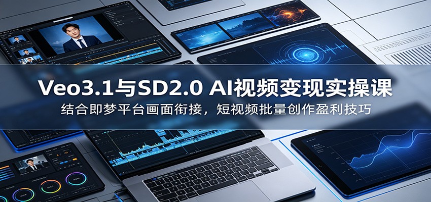 Veo3.1与SD2.0 AI视频变现实操课课：结合即梦平台画面衔接，短视频批量创作盈利技巧-副业终点站