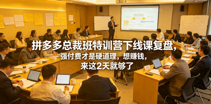 拼多多总裁班特训营下线课复盘，强付费才是硬道理，想賺钱，来这2天就够了-副业终点站