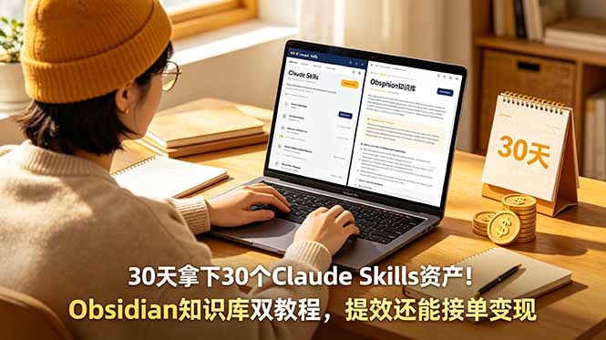 30天拿下30个Claude Skills资产！Obsidian知识库双教程，提效还能接单变现-副业终点站