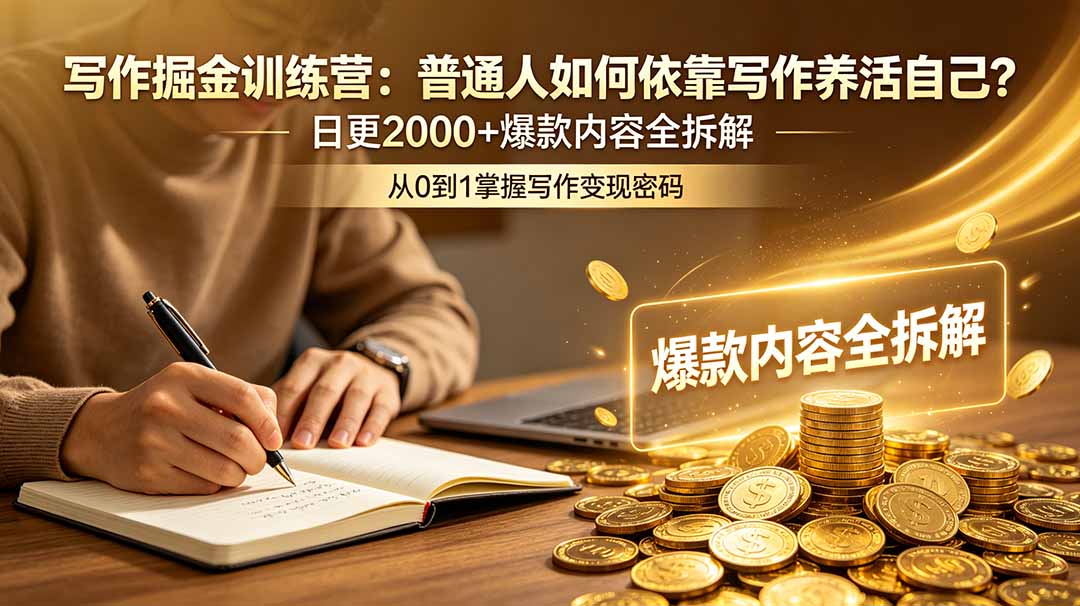 写作掘金训练营：普通人如何依靠写作养活自己？日更2000+爆款内容全拆解-副业终点站