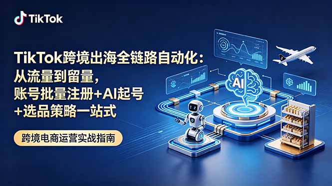 TikTok跨境出海全链路自动化：从流量到留量，账号批量注册+AI起号+选品策略一站式-副业终点站