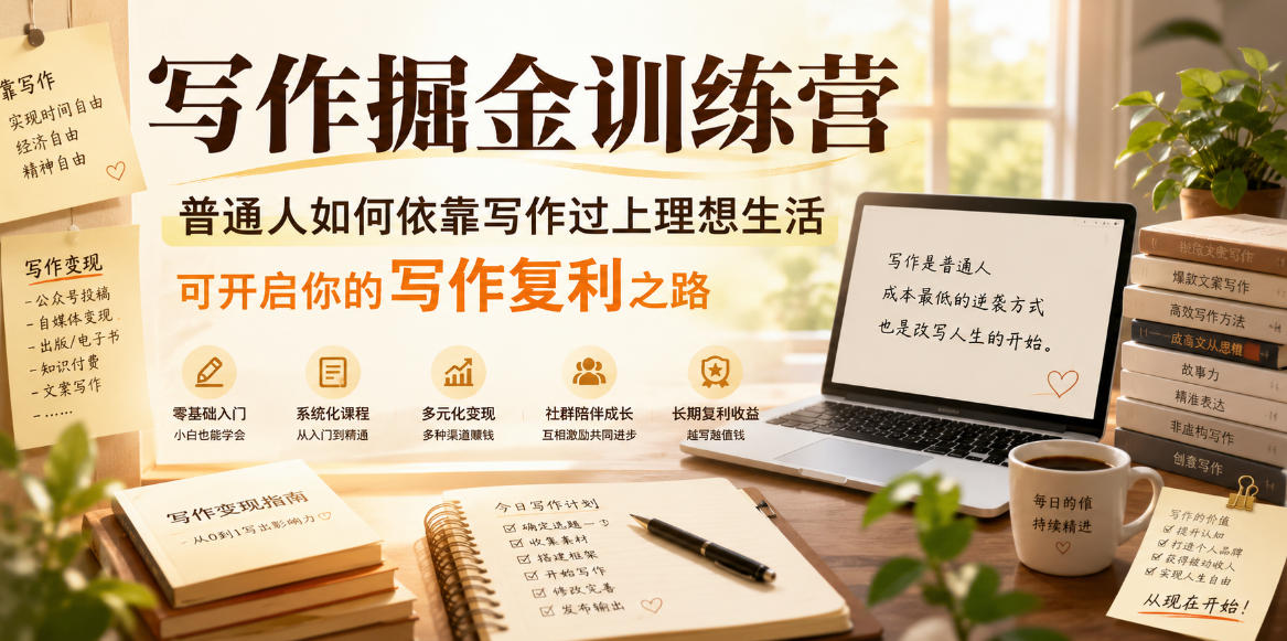 写作掘金训练营，普通人如何依靠写作过上理想生活，可开启你的写作复利之路(更新6月)-副业终点站
