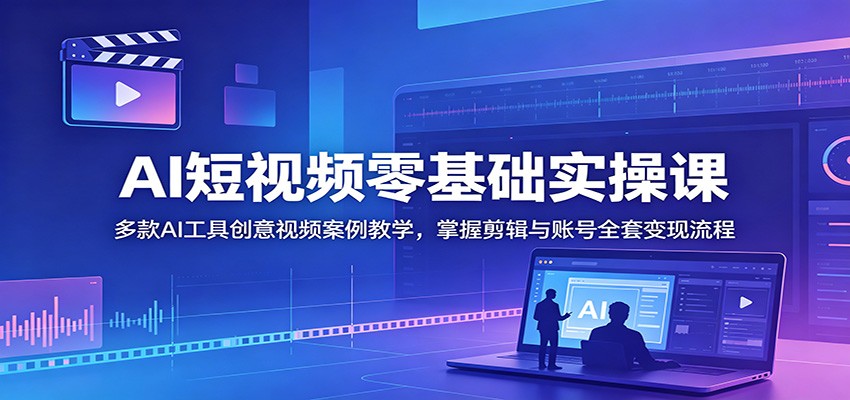AI短视频零基础实操课：多款AI工具创意视频案例教学，掌握剪辑与账号全套变现流程-副业终点站
