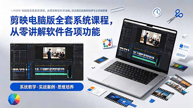 剪映电脑版全套系统课程，从零讲解软件各项功能，结合海量实战案例培养专业剪辑思维-副业终点站