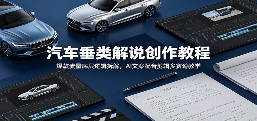 汽车垂类解说创作教程:爆款流量底层逻辑拆解,AI文案配音剪辑多赛道教学-副业终点站