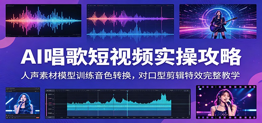 AI唱歌短视频实操攻略:人声素材模型训练音色转换,对口型剪辑特效完整教学-副业终点站