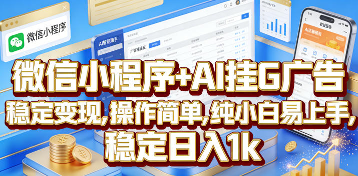 微信小程序+AI挂G广告,稳定变现,操作简单,纯小白易上手,稳定日入1k【揭秘】-副业终点站