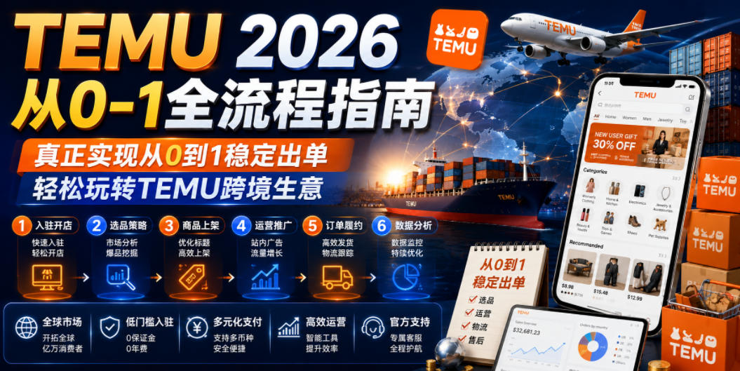 TEMU 2026从0-1全流程指南，真正实现从0到1稳定出单，轻松玩转TEMU跨境生意-副业终点站