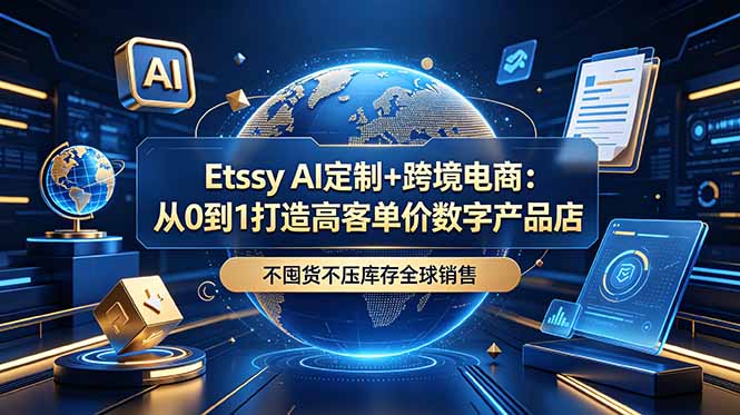 Etsy AI定制+跨境电商：从0到1打造高客单价数字产品店，不囤货不压库存全球销售-副业终点站