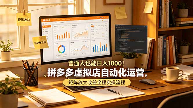 普通人也能日入 1000！拼多多虚拟店自动化运营，矩阵放大收益全程实操流程-副业终点站
