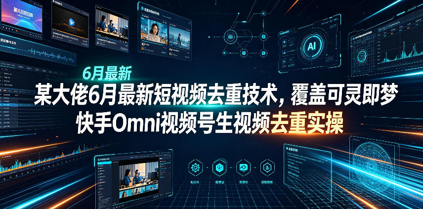 某大佬6月最新短视频去重技术,覆盖可灵即梦快手Omni视频号生视频去重实操-副业终点站