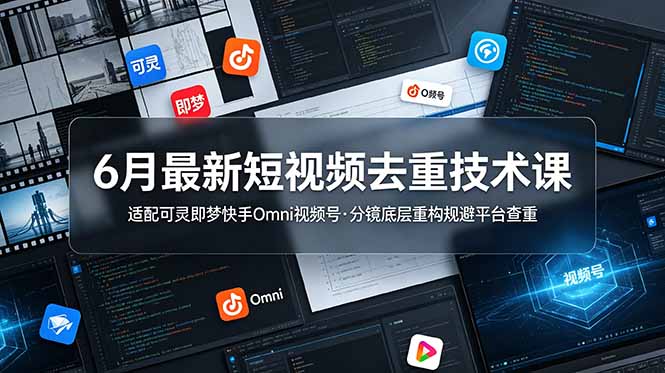 6月最新短视频去重技术课，适配可灵即梦快手Omni视频号，分镜底层重构规避平台查重-副业终点站