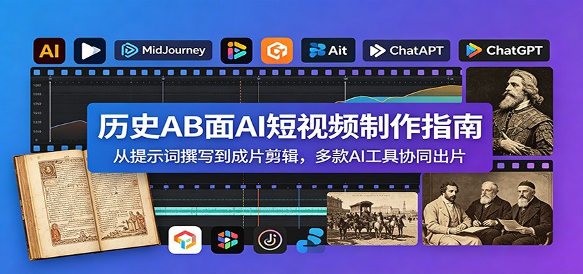 历史AB面AI短视频制作指南：从提示词撰写到成片剪辑，多款AI工具协同出片-副业终点站