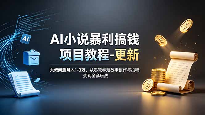 AI小说暴利搞钱项目教程-更新,大佬亲测月入1-3万,从零教学短故事创作与投稿变现全套玩法-副业终点站