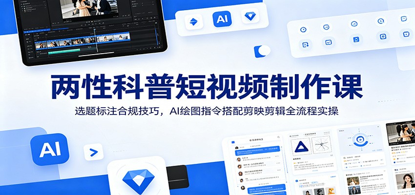 两性科普短视频制作课：选题标注合规技巧，AI绘图指令搭配剪映剪辑全流程实操-副业终点站