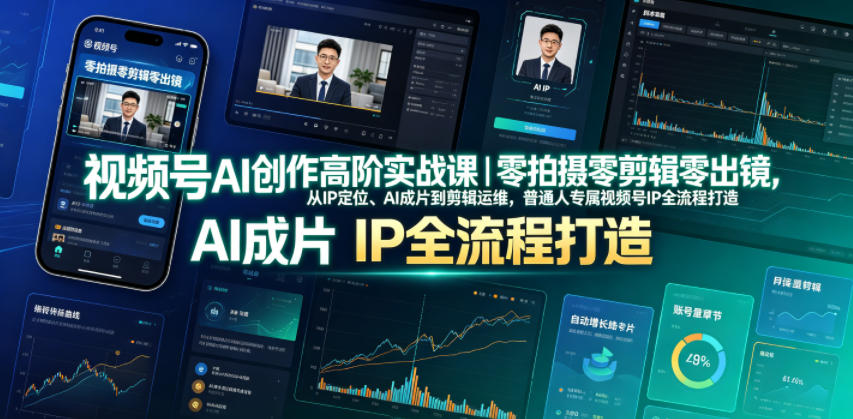 视频号AI创作高阶实战课｜零拍摄零剪辑零出镜，从IP定位、AI成片到剪辑运维，普通人专属视频号IP全流程打造-副业终点站