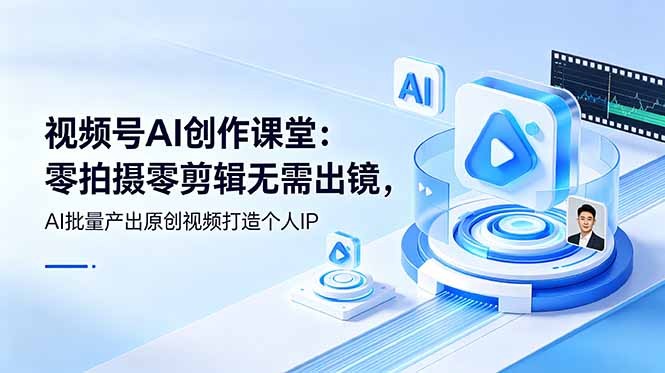 视频号AI创作课堂：零拍摄零剪辑无需出镜，AI批量产出原创视频打造个人IP-副业终点站