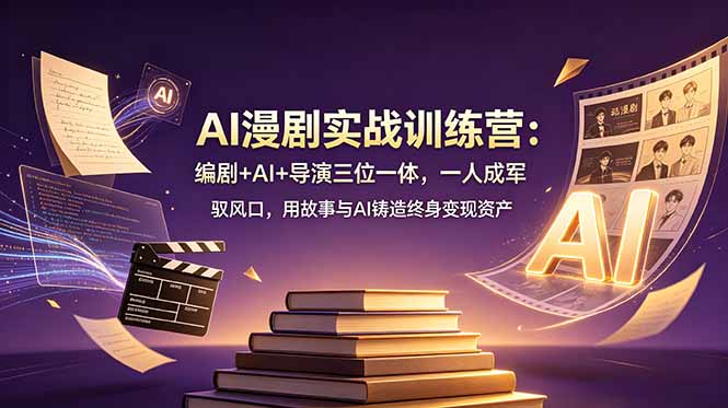AI漫剧实战训练营：编剧+AI+导演三位一体，一人成军 驭风口，用故事与AI铸造终身变现资产-副业终点站