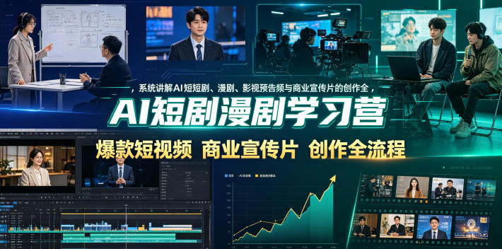 AI短剧漫剧学习营，系统讲解AI短剧、漫剧、影视预告片、爆款短视频与商业宣传片的创作全流程-副业终点站