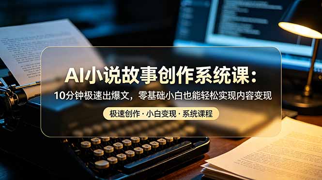 AI小说故事创作系统课：10分钟极速出爆文，零基础小白也能轻松实现内容变现-副业终点站