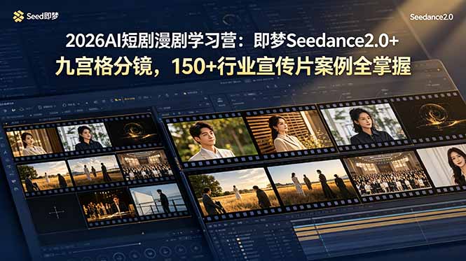 2026AI短剧漫剧学习营：即梦Seedance2.0+九宫格分镜，150+行业宣传片案例全掌握-副业终点站