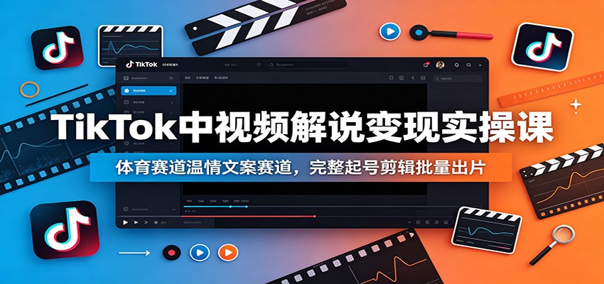 TikTok中视频解说变现实操课：体育赛道温情文案赛道，完整起号剪辑批量出片-副业终点站