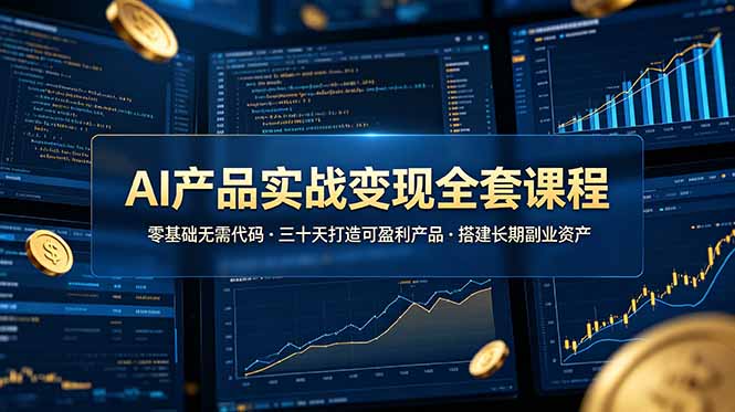 AI产品实战变现全套课程，零基础无需代码，三十天打造可盈利产品搭建长期副业资产-副业终点站