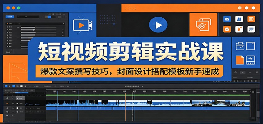 短视频剪辑实战课：爆款文案撰写技巧，封面设计搭配模板新手速成-副业终点站