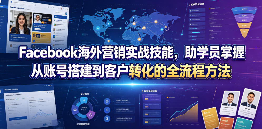 Facebook海外营销实战技能，助学员掌握从账号搭建到客户转化的全流程方法-副业终点站