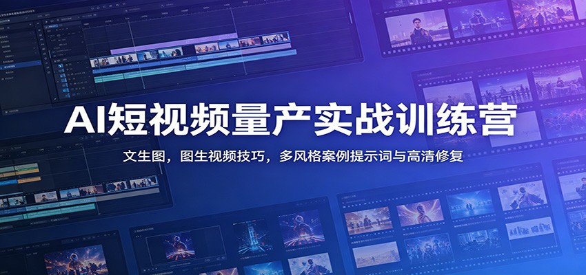 AI短视频量产实战训练营：文生图，图生视频技巧，多风格案例提示词与高清修复-副业终点站