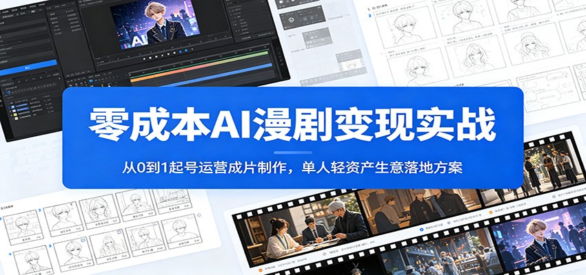 零成本AI漫剧变现实战：从0到1起号运营成片制作，单人轻资产生意落地方案-副业终点站