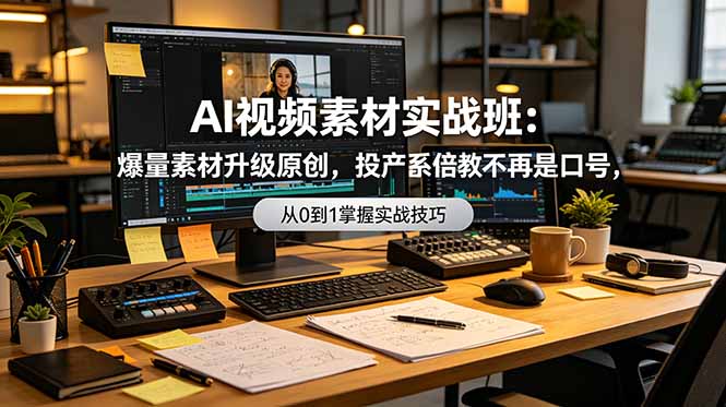 AI视频素材实战班：爆量素材升级原创，投产翻倍不再是口号，0-1系统教学实战落地-副业终点站