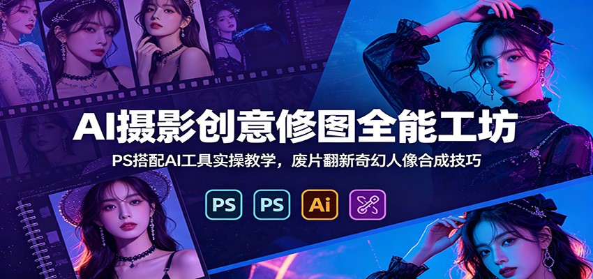 AI摄影创意修图全能工坊：PS搭配AI工具实操教学，废片翻新奇幻人像合成技巧-副业终点站