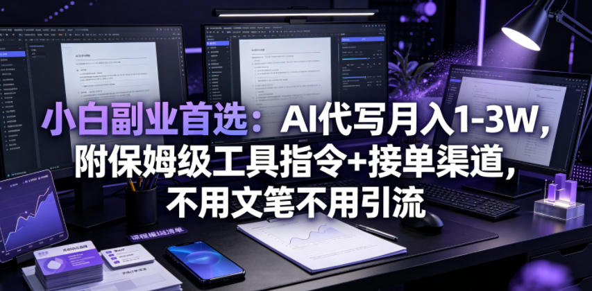 小白副业首选：AI代写月入1-3W，附保姆级工具指令+接单渠道，不用文笔不用引流【揭秘】-副业终点站