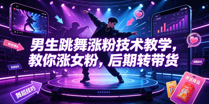 男生跳舞涨粉技术教学，教你涨女粉，后期转带货-副业终点站
